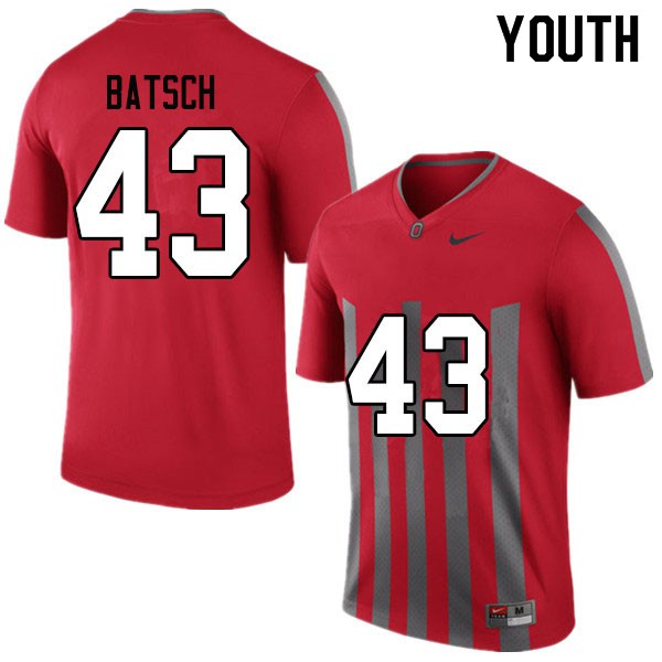 Ohio State Buckeyes #43 Ryan Batsch Youth Stitched Jersey Throwback